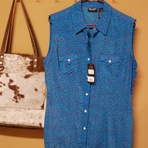 Womens Wrangler Retro Sleeveless Snap up shirt NEW without tags